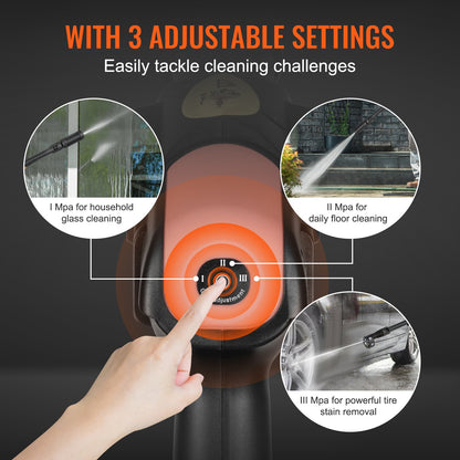 Cordless Pressure Washer, 652-PSI 1.1 GPM Portable Power Cleaner, Handheld High-Pressure Car Washer Gun with 4.0Ah Battery, Charger, 6-in-1 Nozzle, for Home/Floor Cleaning & Watering