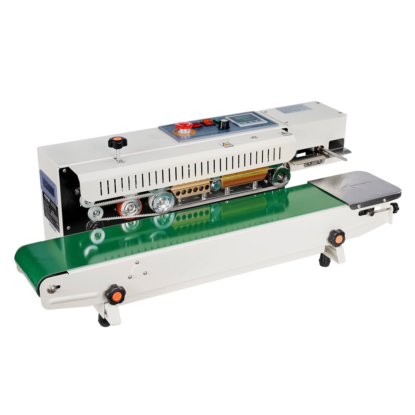 Continuous Bag Band Sealing Machine, 0.24-0.47 in/6-12 mm Seal Width, Horizontal Band Sealer Machine with Digital Temperature Control, Bag Sealer for 0.02-0.8 mm Plastic Bags, Inflation Function