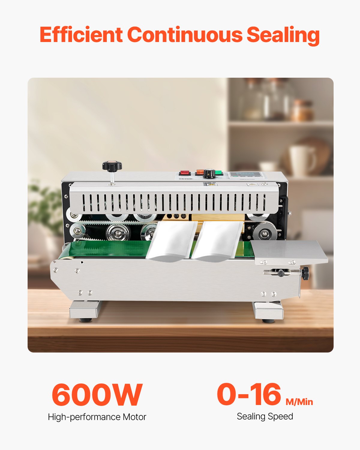 Continuous Bag Band Sealing Machine, 0.24-0.47 in/6-12 mm Seal Width, Horizontal Band Sealer Machine with Digital Temperature Control, Stainless Steel Bag Sealer for 0.02-0.8 mm Plastic Bag Film