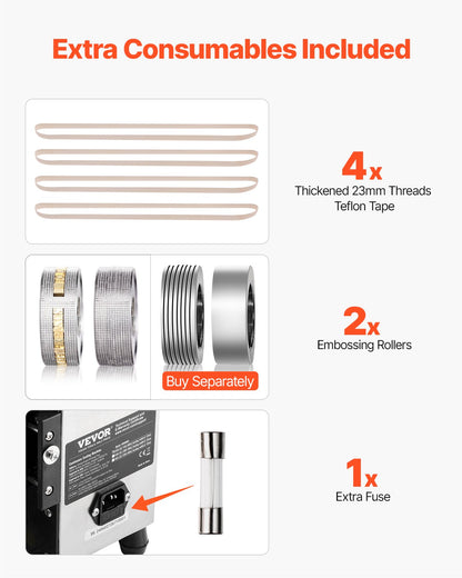 Continuous Bag Band Sealing Machine, 0.24-0.47 in/6-12 mm Seal Width, Horizontal Band Sealer Machine with Digital Temperature Control, Stainless Steel Bag Sealer for 0.02-0.8 mm Plastic Bag Film