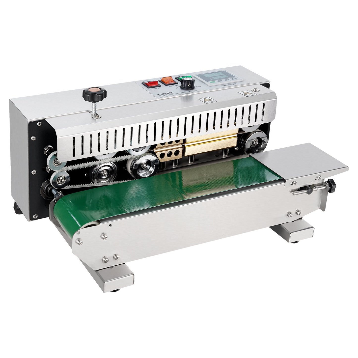 Continuous Bag Band Sealing Machine, 0.24-0.47 in/6-12 mm Seal Width, Horizontal Band Sealer Machine with Digital Temperature Control, Stainless Steel Bag Sealer for 0.02-0.8 mm Plastic Bag Film