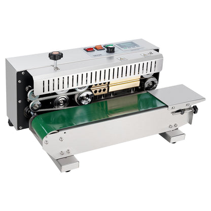 Continuous Bag Band Sealing Machine, 0.24-0.47 in/6-12 mm Seal Width, Horizontal Band Sealer Machine with Digital Temperature Control, Stainless Steel Bag Sealer for 0.02-0.8 mm Plastic Bag Film