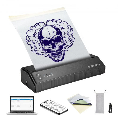 Tattoo Stencil Printer, Wireless Bluetooth Tattoo Printer Transfer Stencil Machine with 10Pcs Transfer Paper, Compatible for iOS＆Android Phone, iPad＆PC (with Storage Bag)