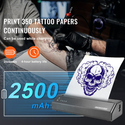 Tattoo Transfer Stencil Printer, Trådlös Bluetooth Tattoo Stencil Printer Machine med 10st överföringspapper och tygpåse, bärbar tatueringsskrivare för Android och iOS telefoner, iPad och PC