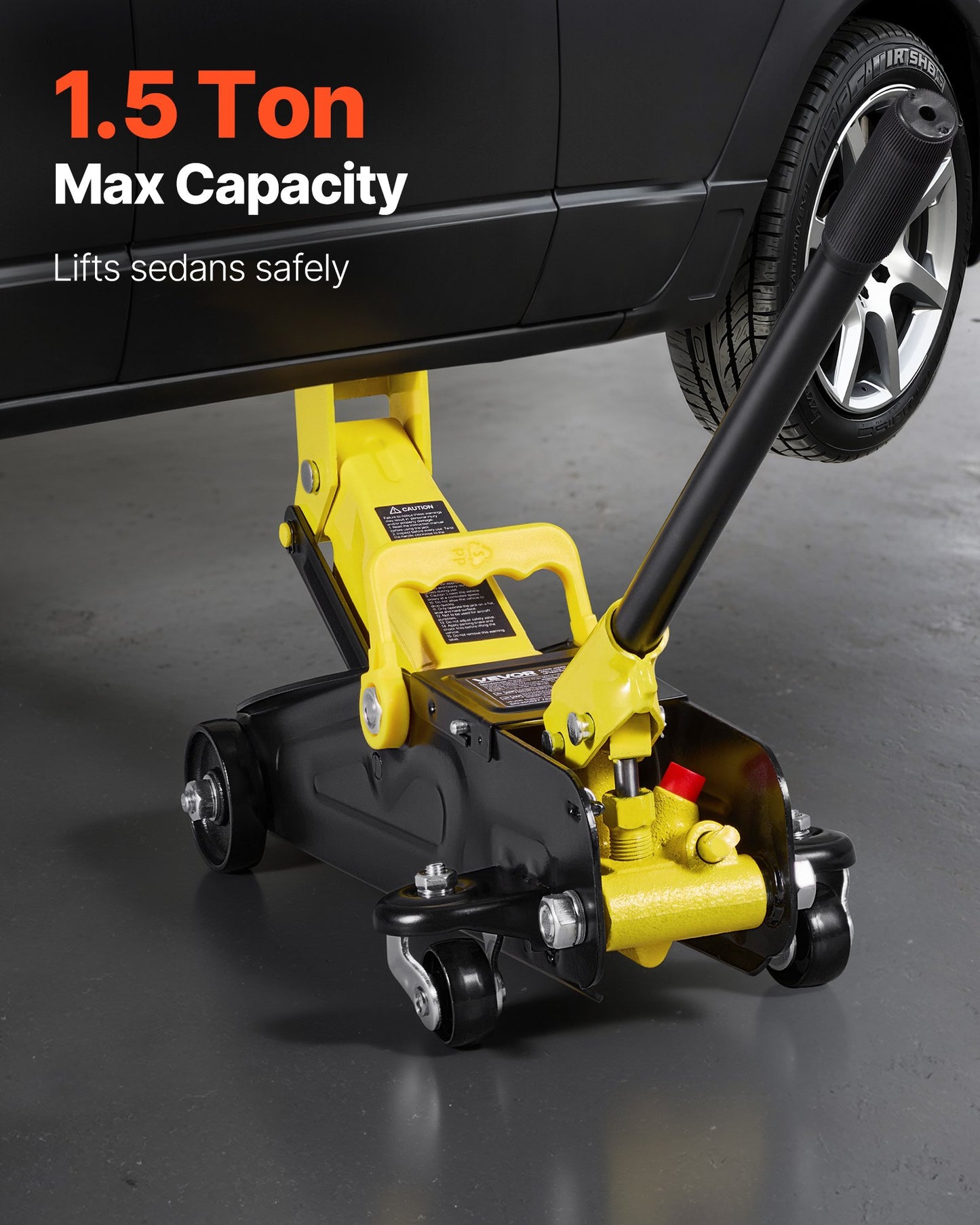Low Profile Floor Jack, 1.5 Ton (3300 lbs) Capacity, Steel Racing Floor Jack with Single Piston Quick Lift Pump, Hydraulic Trolley Car Lift for Sports Cars, Sedans, Lifting Range 5.1-12.2 Inches