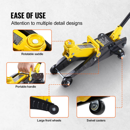 Niedriger Wagenheber, 2 Tonnen, Hochleistungs-Hydraulikpumpe mit Einzelkolben