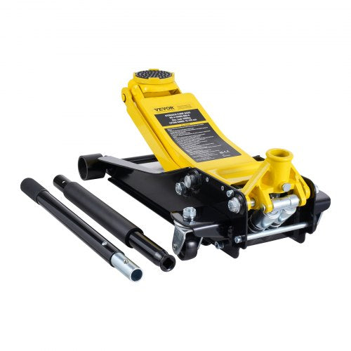 Low Profile Floor Jack 2 Ton (4400 lbs), Heavy Duty Iron Hydraulic Racing Floor Jack, Hydraulic Car Jack, Dual Piston Quick Lift Pump, 3"-18.5" Height Lifting Range (Yellow)