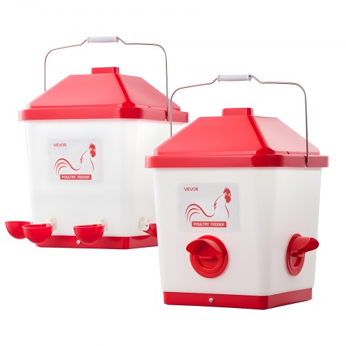 Automatic Chicken Feeder & Waterer Set, 5 Gallon/40 Pounds, Rain Proof Hanging Poultry Feeder with Water Cup No Waste, Automatic Gravity, Avoid Small Animals, Suitable for Chicken, Duck, Turkey