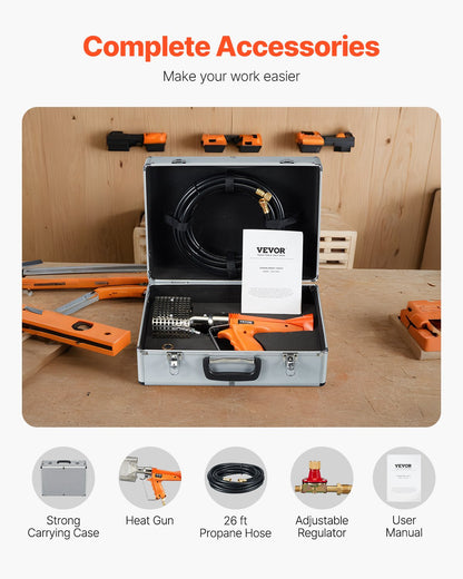 Propane Heat Gun, Up to 187660 BTU Hot Air Gun with Adjustable Regulator, 26 FT Hose, and Hard Carrying Case, Ideal for Boat Plastic Film Shrink Wrapping, Pallet Packaging, Crafting