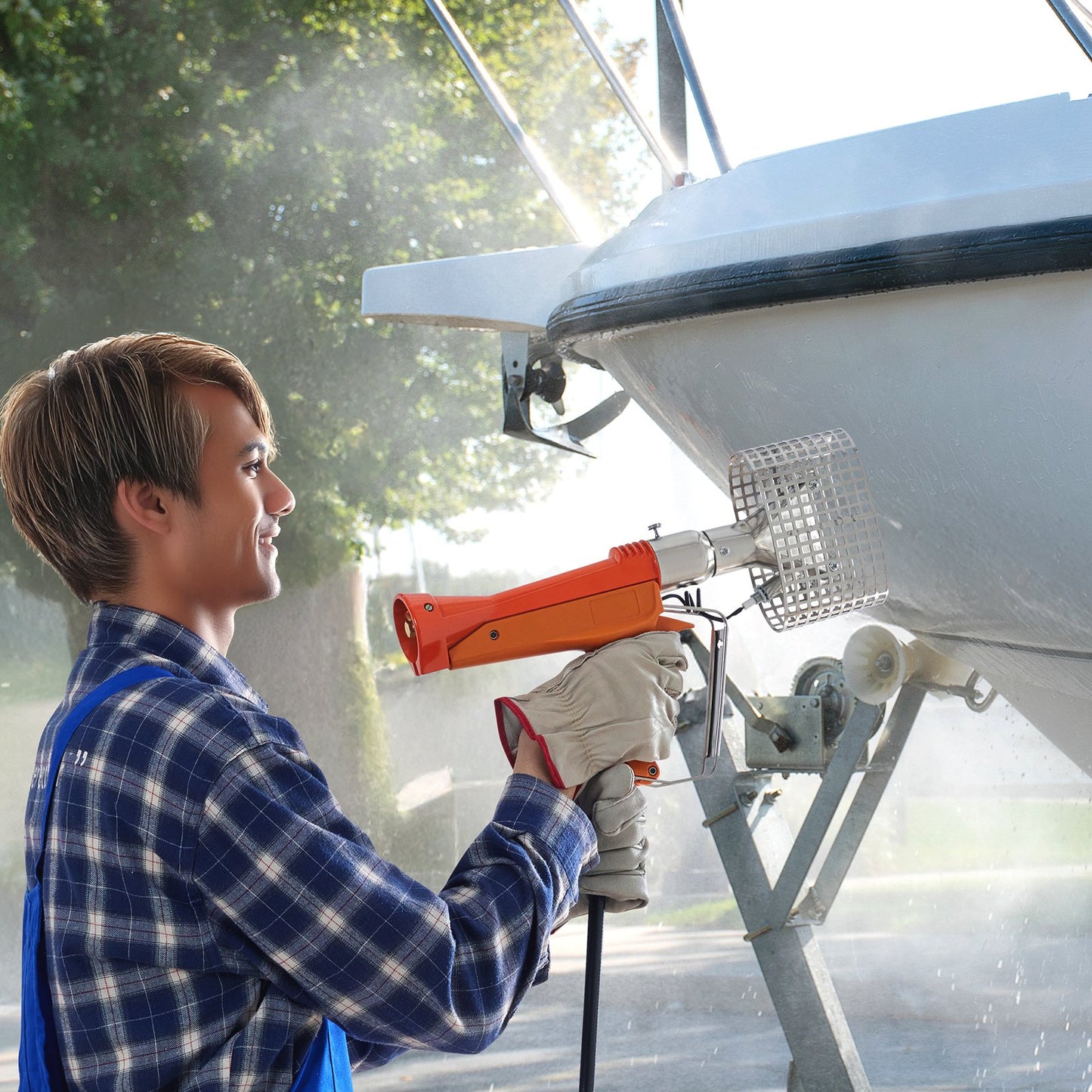 Propane Heat Gun, Up to 187660 BTU Hot Air Gun with Adjustable Regulator, 26 FT Hose, and Hard Carrying Case, Ideal for Boat Plastic Film Shrink Wrapping, Pallet Packaging, Crafting