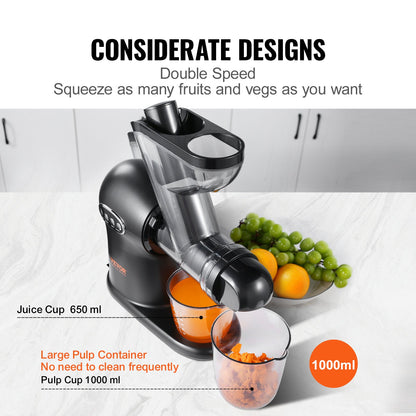 Slow Masticating Juicer, 2-Speed Mode Cold Press Juicer Machine with Reverse Function, Quiet Motor Slow Juicer, Juice Extractor Maker Easy to Clean with Brush, for High Nutrient Fruit Vegetable