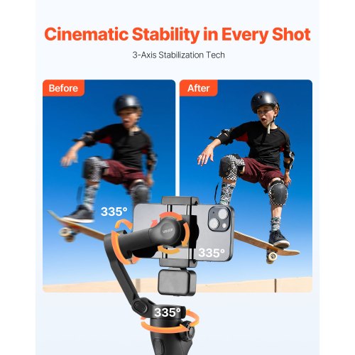 3-Achsen-Gimbal-Stabilisator für Smartphones mit magnetischem Fülllicht