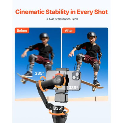 3-Achsen-Gimbal-Stabilisator für Smartphones mit magnetischem Fülllicht