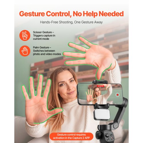 3-Achsen-Gimbal-Stabilisator für Smartphones mit magnetischem Fülllicht