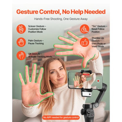 3-Achsen-Gimbal-Stabilisator für Smartphones mit KI-gestützter automatischer Verfolgung