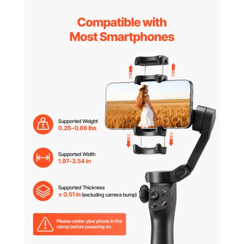 Gimbal Stabilisator för Smartphone 3-Axis Telefon Gimbal för Android och iPhone