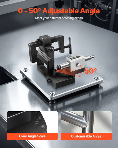 Pipe Tube Notcher, 1/2 to 3-inch Tubing Notcher with 0 to 50° Adjustable Angle, Pipe and Tube Notching Tool for Repair Shops, Home Projects, Metalworking