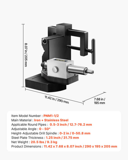 Pipe Tube Notcher, 1/2 to 3-inch Tubing Notcher with 0 to 50° Adjustable Angle, Pipe and Tube Notching Tool for Repair Shops, Home Projects, Metalworking