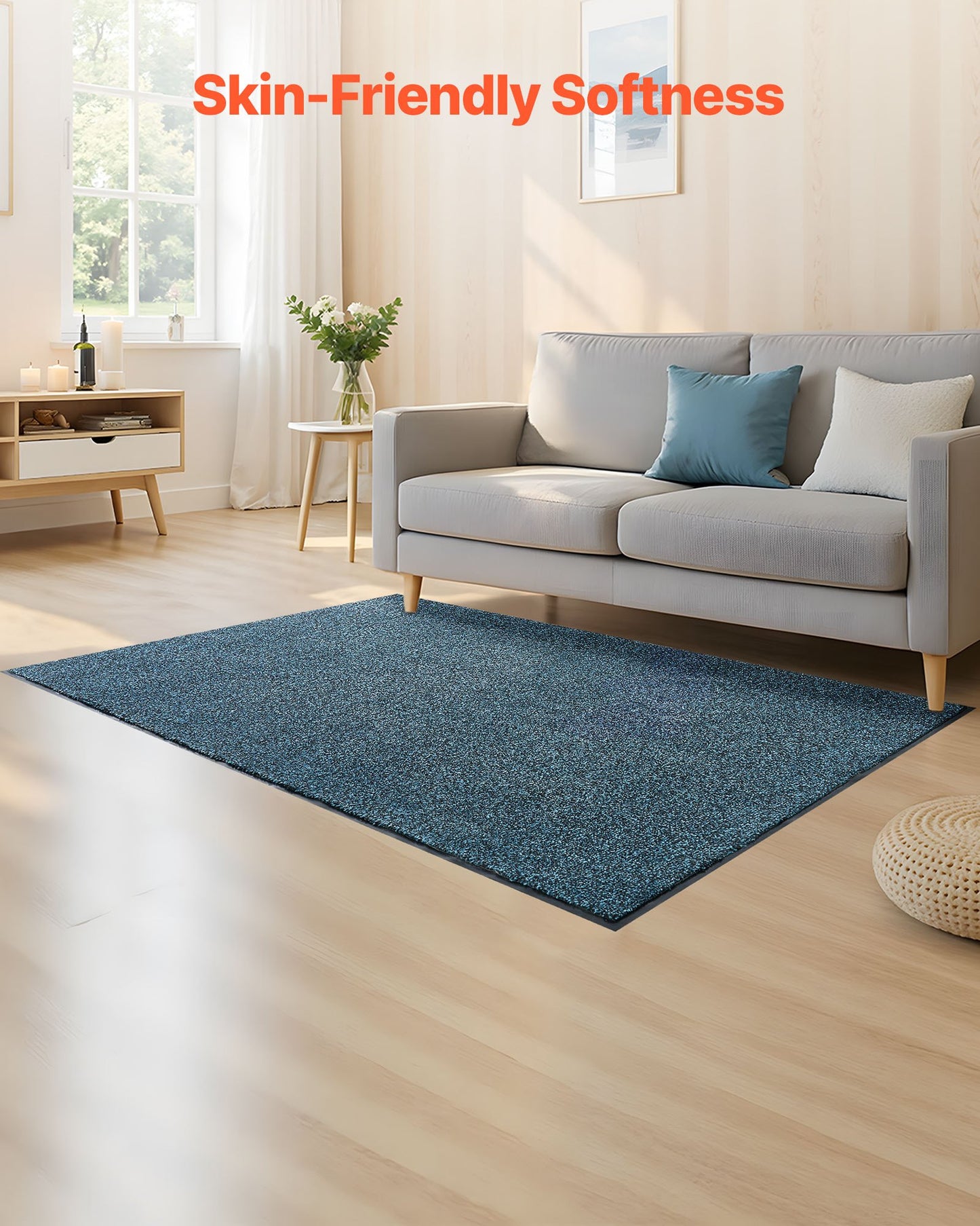 Front Door Mat, 6 x 4 ft Commercial Floor Mat for Indoor and Outdoor, Industrial Entrance Carpet with PVC Backing, Heavy Duty Washable Entry Rug for Hallway, Kitchen, Balcony, Garage, Slate Blue