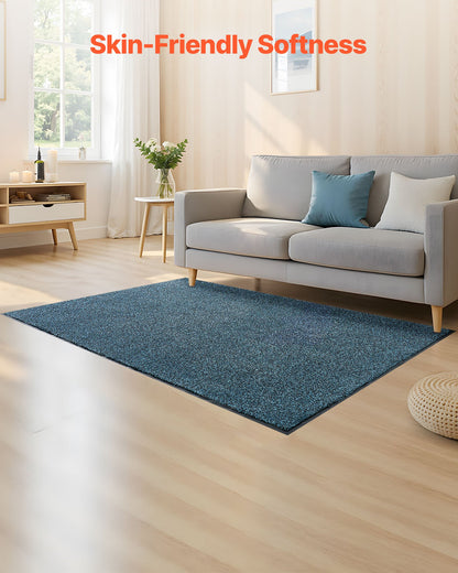 Front Door Mat, 6 x 4 ft Commercial Floor Mat for Indoor and Outdoor, Industrial Entrance Carpet with PVC Backing, Heavy Duty Washable Entry Rug for Hallway, Kitchen, Balcony, Garage, Slate Blue