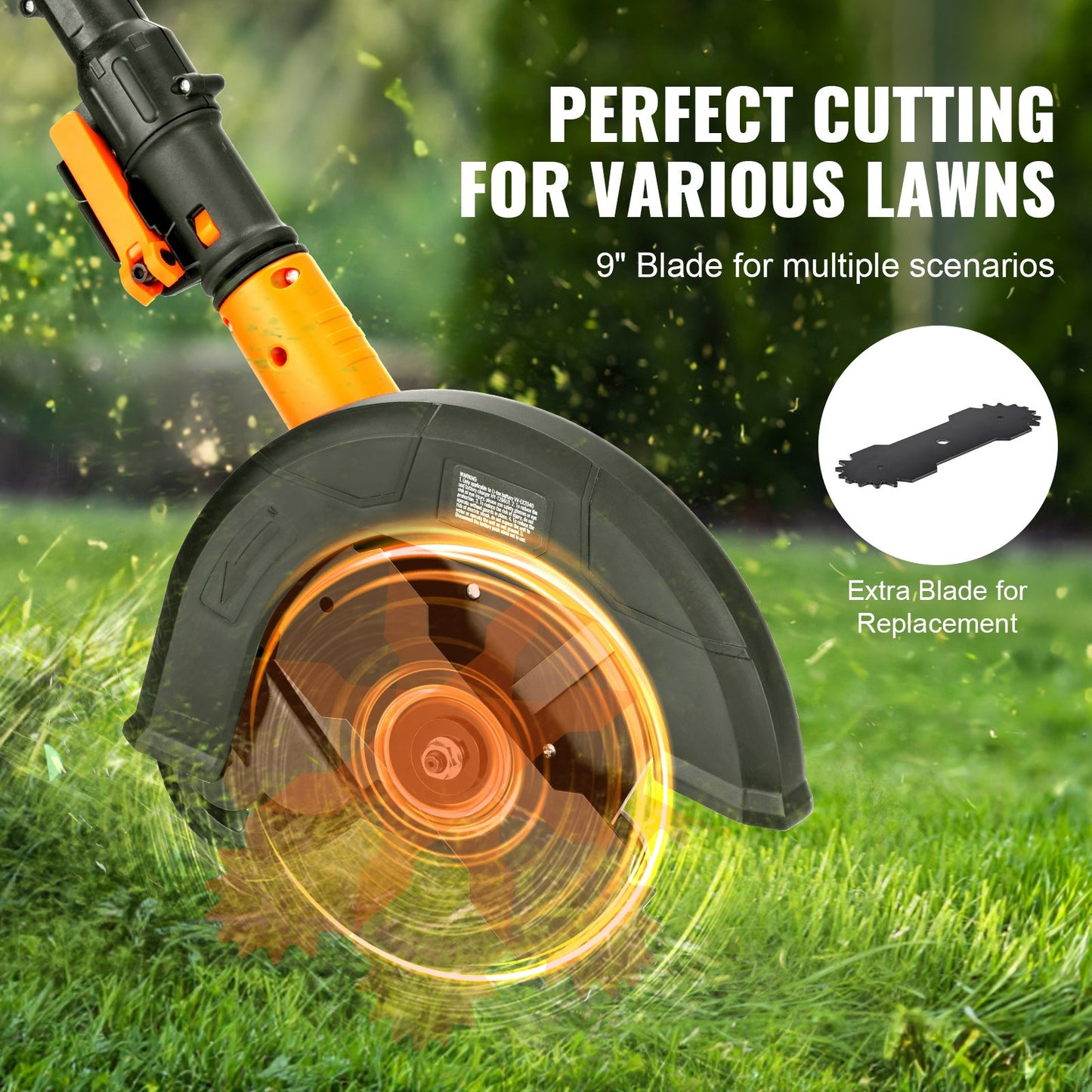 Lawn Edger, 20 V Battery Powered Cordless Edger, 9-inch Blade Edger Lawn Tool with 3-Position Blade Depth, Battery and Charger Included, for Lawns, Driveways, Borders, and Sidewalk Edges