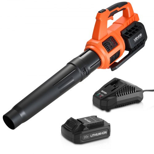 Cordless Leaf Blower, 20V Powerful Electric Leaf Blower with 2.0Ah Battery, Fast Charging & Quiet Operation, 2 Speed Control, 450 CFM/110 MPH Lightweight Powered Blowers for Leaves Lawn Care