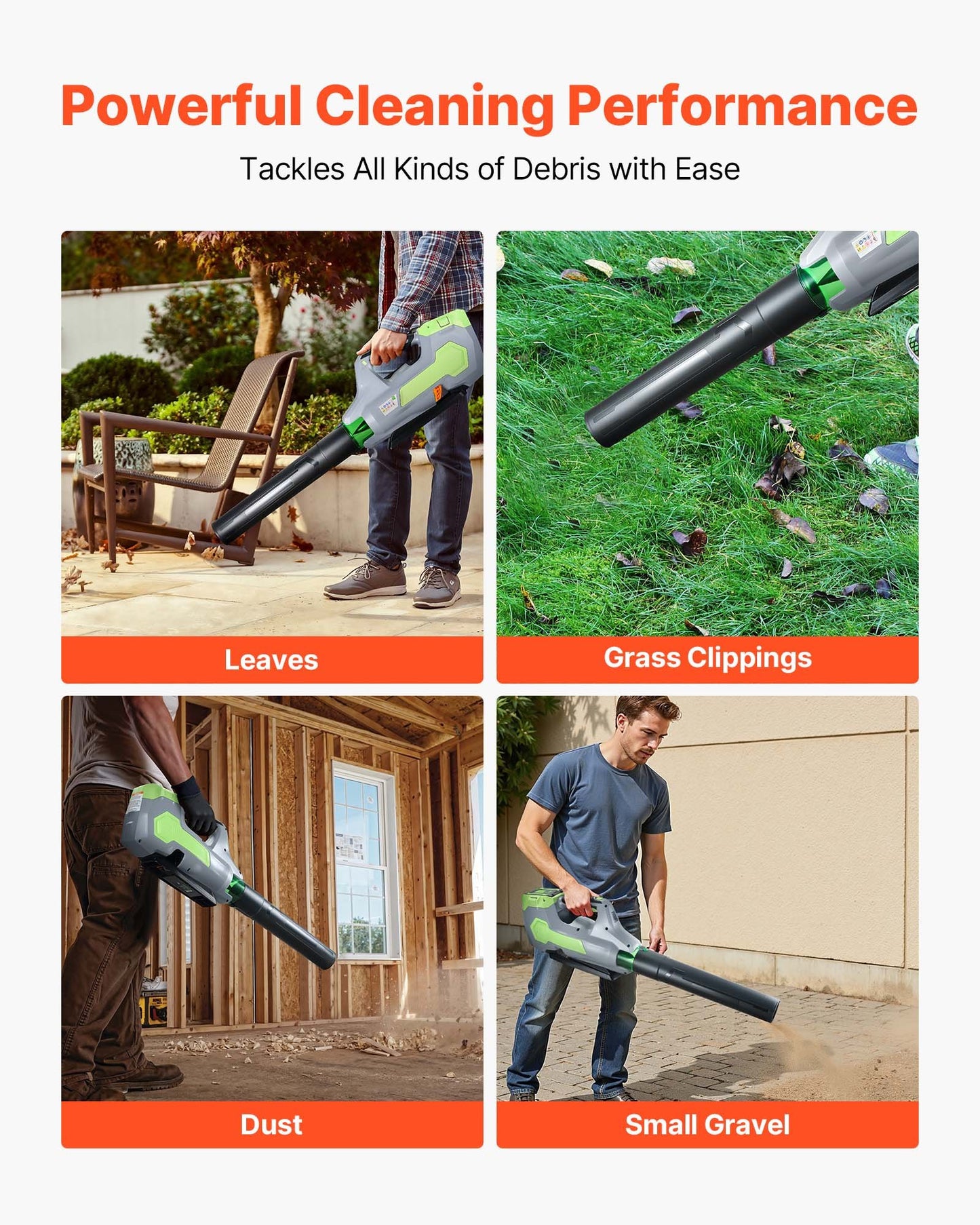 Cordless Leaf Blower, 60V Powerful Electric Leaf Blower with 5.0Ah Battery, Fast Charging & Quiet Operation, 3 Speed Control, 650 CFM/125 MPH Lightweight Powered Blowers for Leaves Lawn Care