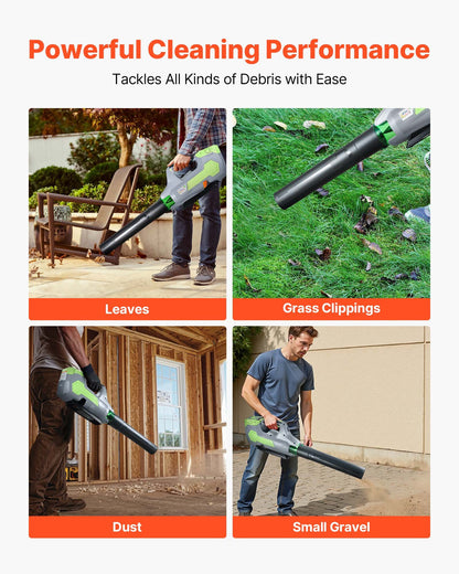 Cordless Leaf Blower, 60V Powerful Electric Leaf Blower with 5.0Ah Battery, Fast Charging & Quiet Operation, 3 Speed Control, 650 CFM/125 MPH Lightweight Powered Blowers for Leaves Lawn Care