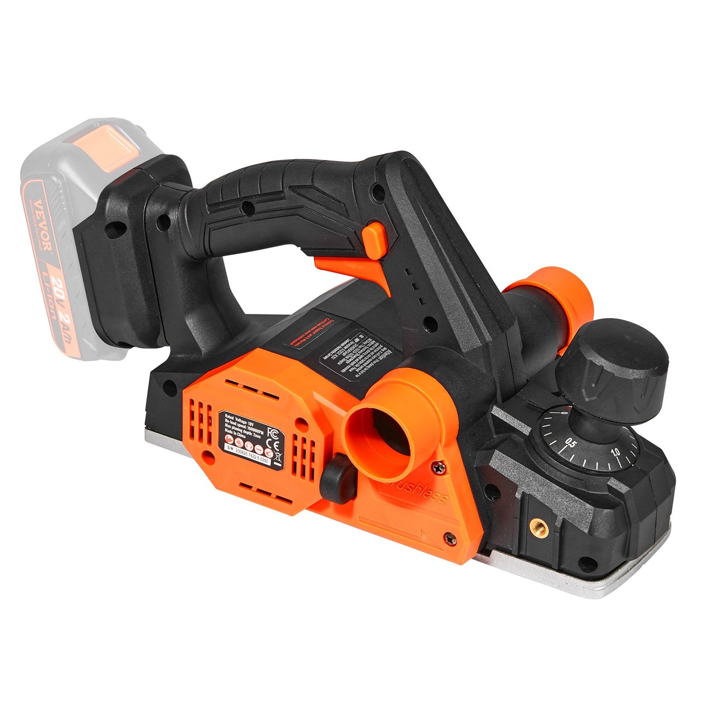 Cordless Electric Hand Planer, 3-1/4" Width, 16500 rpm Handheld Wood Planer with 5/64" Adjustable Planing Depth HSS Blade Dual Side Dust Outlets, for Woodworking Wood Planing Surface Smoothing