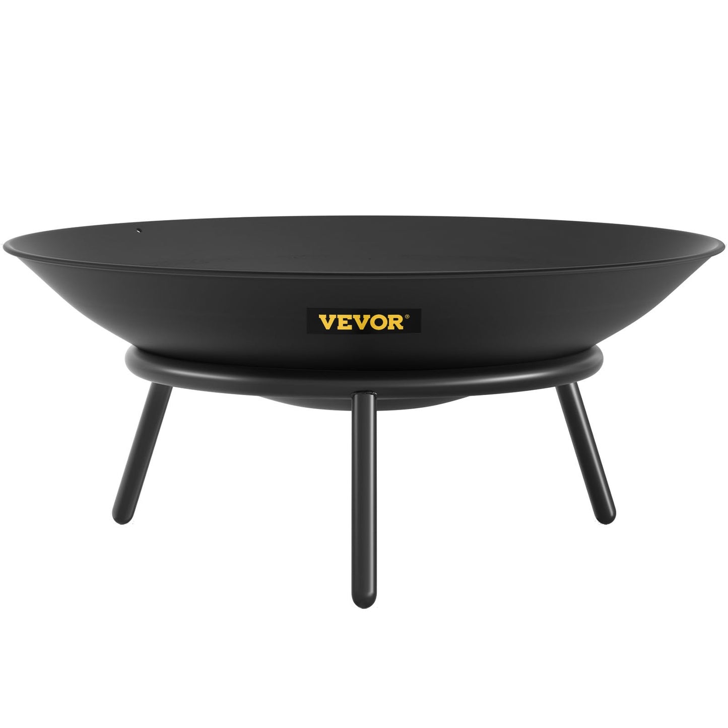 Fire Pit Bowl, 22-inch Deep Round Carbon Steel Fire Bowl, Wood Burning for Patios, Backyards and Camping Use, with a Drain Hole and a Wood Stick, Black