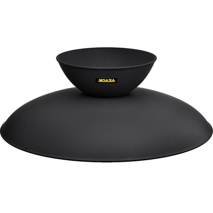 Fire Pit Bowl, 30-inch Deep Round Cast Iron Fire Bowl, Wood Burning for Patios, Backyards and Camping Use, with a Stable Bowl Designed Base and a Wood Stick, Black