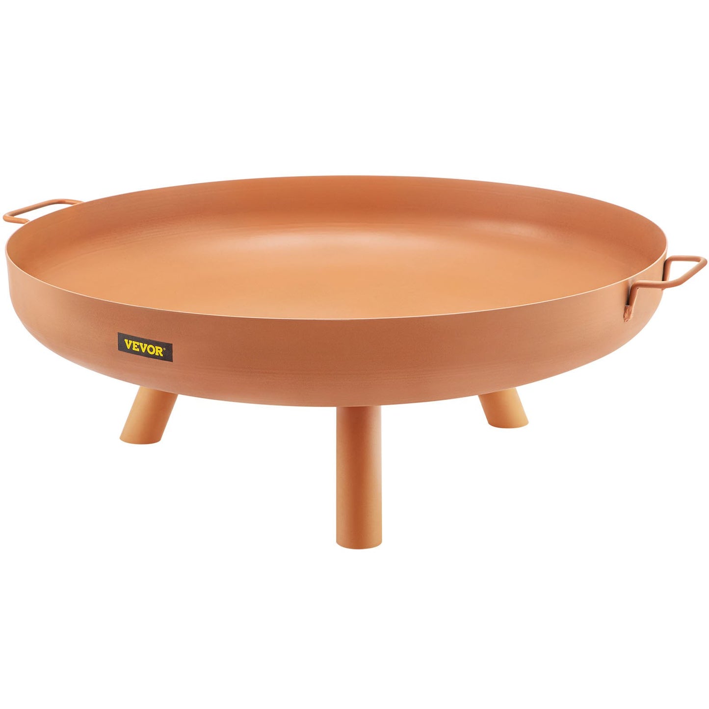 Fire Pit Bowl, 30-inch Deep Round Carbon Steel Fire Bowl, Wood Burning for Patios, Backyards and Camping Use, with a Drain Hole, Portable Handles and a Wood Stick, Brown