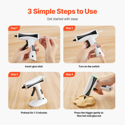 Hot Glue Gun, Rechargeable Cordless Glue Gun, Mini Wireless Hot Glue Gun Kit with 2200mAh Battery, 20 Pcs Glue Sticks, Fast Preheating & High Temp, for Crafts, Arts, DIY, Quick Home Repairs