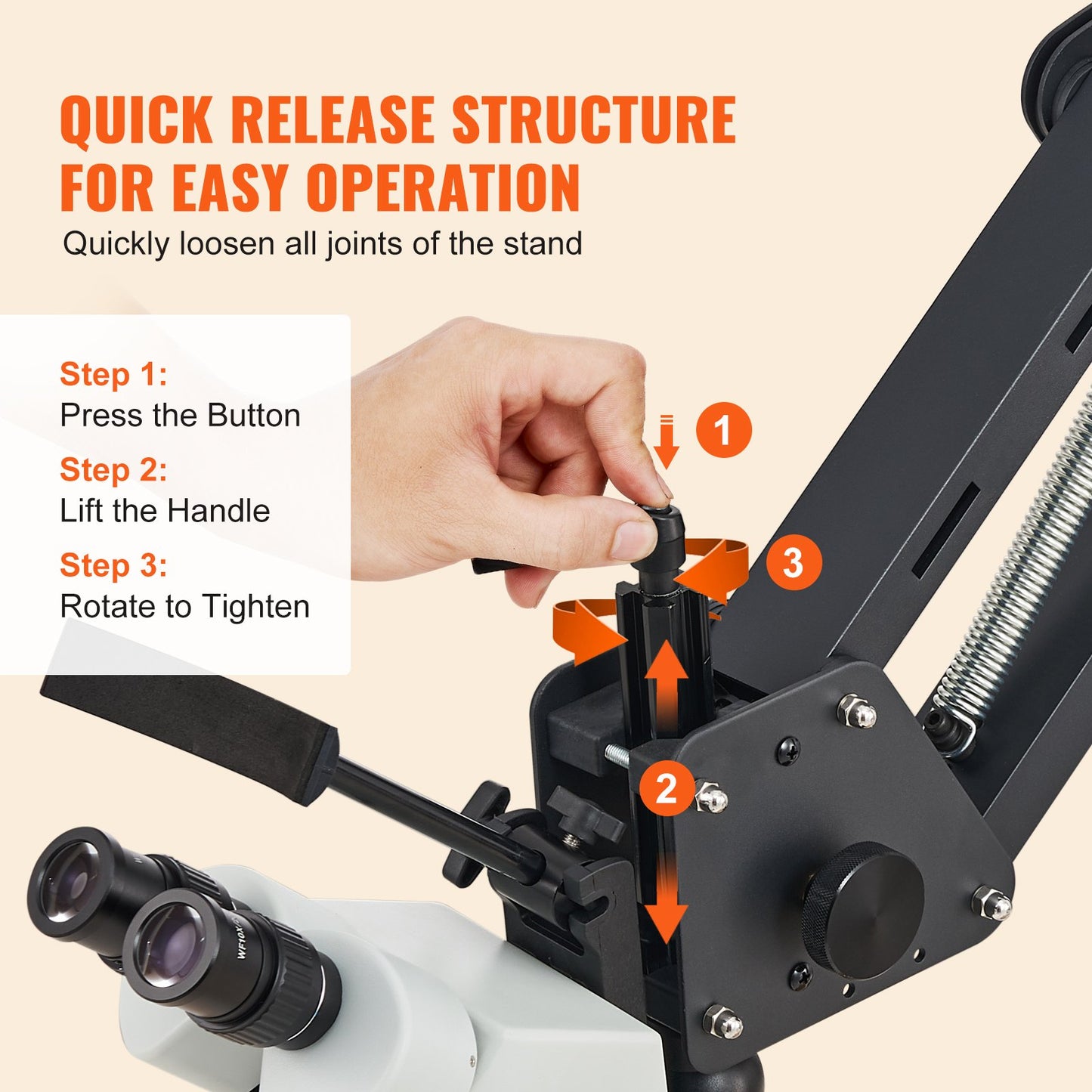 Multidirektionales Mikroskop mit Federhalterung Ringlicht 7X-45X Schmuck