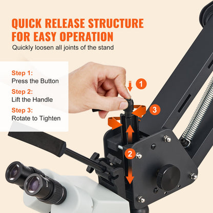 Multidirektionales Mikroskop mit Federhalterung Ringlicht 7X-45X Schmuck
