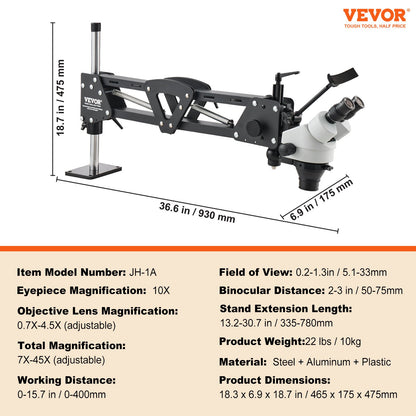 Multi-Directional Microscope with Spring Bracket, 7X-45X Magnification Jewelry Microscope, Micro Jewelry Inlaid Stand with Integrated USB Ring LED Light, Jewelers Microscope for Jewelry Inlay