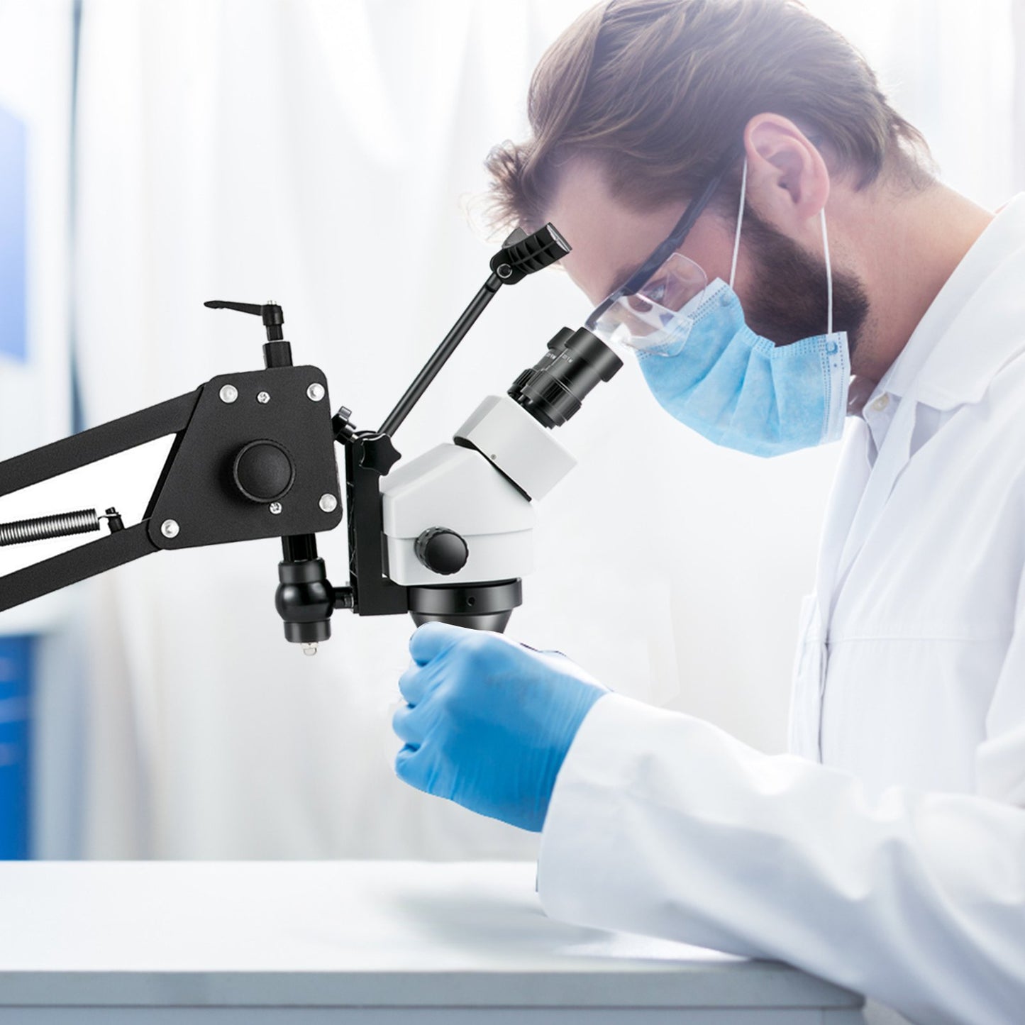 Micro Inlaid Mirror Multi-Directional Microscope with Spring Bracket Multi-Directional Micro-Setting Microscope Microscope Gem Diamond Setting Machine with Stand Jewelry Tools 7X-45X