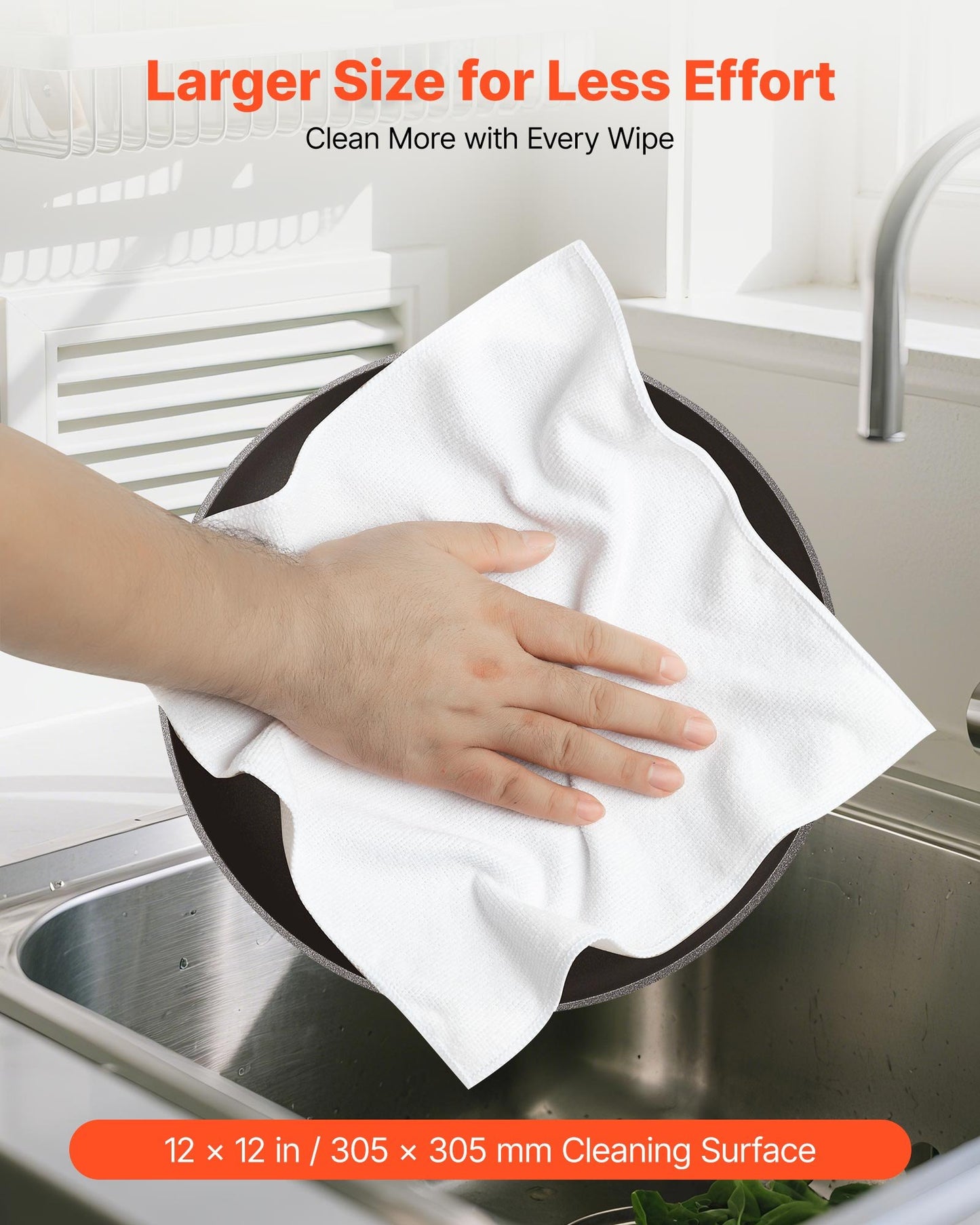 50 Pack White Microfiber Cleaning Cloth, 12 x 12 in Premium Microfiber Towels, Lint-Free and Scratch-Free, Absorbent Cleaning Rags for Car, Household, Kitchen, Window, SPA, Hotel & Bathroom