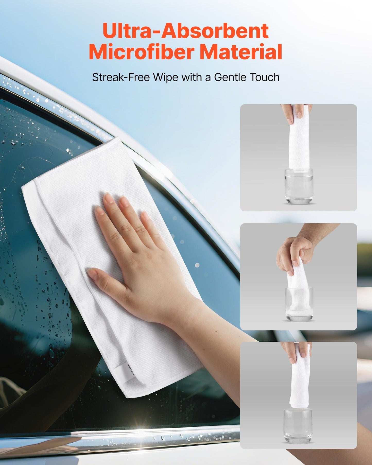 50 Pack White Microfiber Cleaning Cloth, 12 x 12 in Premium Microfiber Towels, Lint-Free and Scratch-Free, Absorbent Cleaning Rags for Car, Household, Kitchen, Window, SPA, Hotel & Bathroom