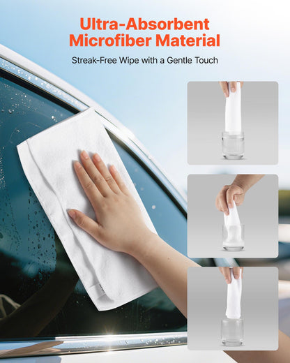 50 Pack White Microfiber Cleaning Cloth, 12 x 12 in Premium Microfiber Towels, Lint-Free and Scratch-Free, Absorbent Cleaning Rags for Car, Household, Kitchen, Window, SPA, Hotel & Bathroom