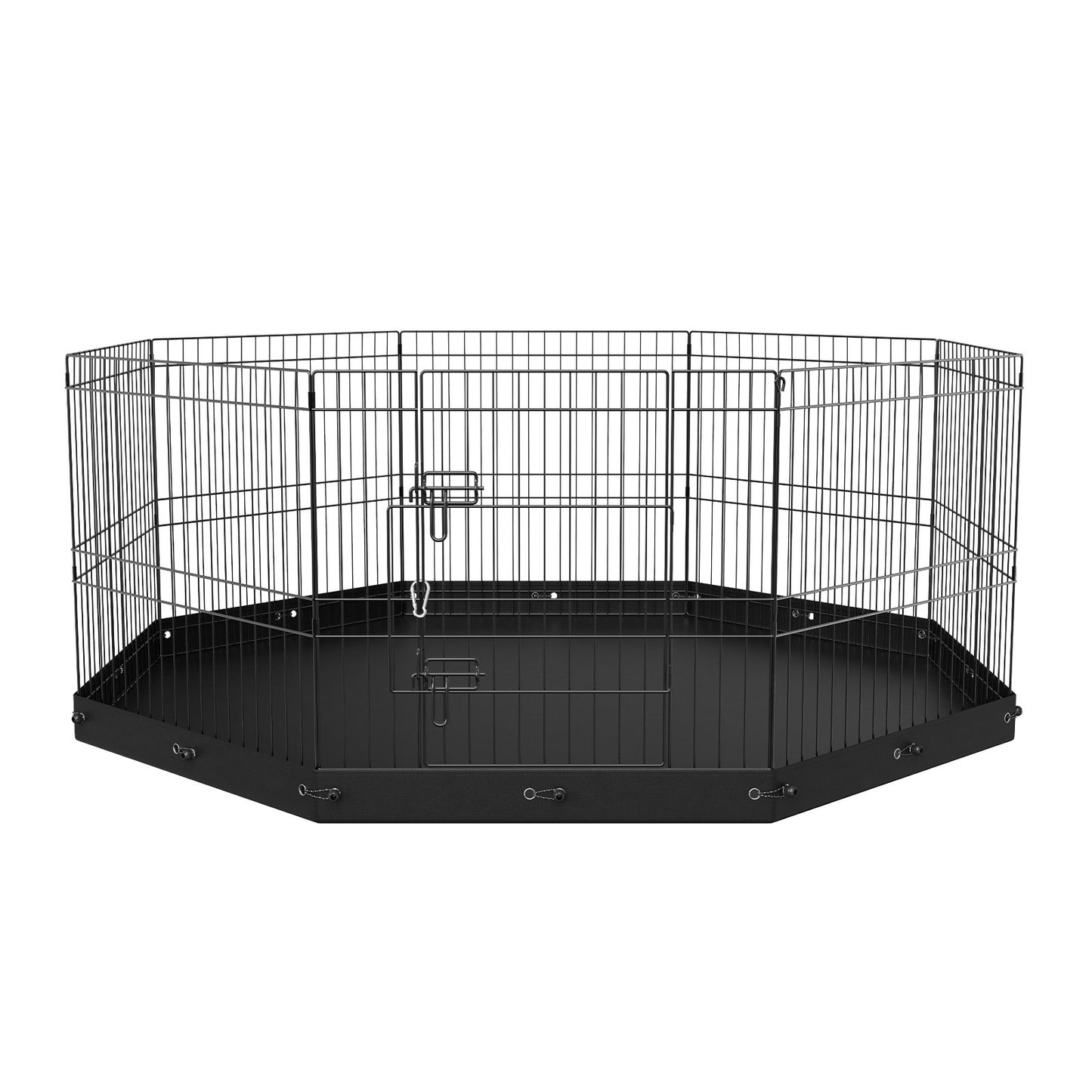 Dog Playpen, 8 Panels Collapsible Metal Dog Training Pen with Bottom Pad, 24" H Pet Fence Puppy Crate Kennel with Ground Stakes, Indoor Outdoor Dog Pen for Small Medium Pets, for Camping, Garden