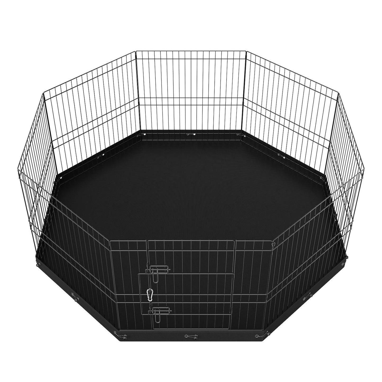Dog Playpen, 8 Panels Collapsible Metal Dog Training Pen with Bottom Pad, 24" H Pet Fence Puppy Crate Kennel with Ground Stakes, Indoor Outdoor Dog Pen for Small Medium Pets, for Camping, Garden