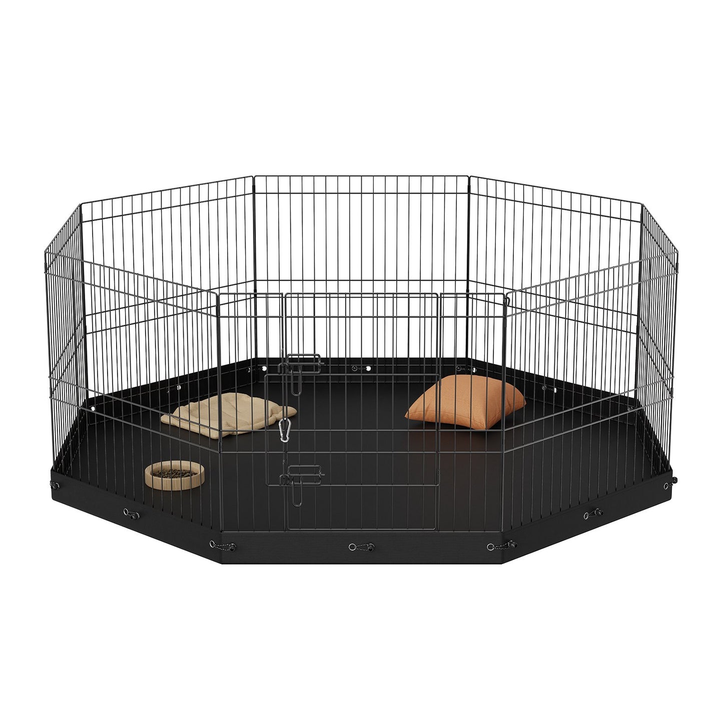 Dog Playpen, 8 Panels Collapsible Metal Dog Training Pen with Bottom Pad, 24" H Pet Fence Puppy Crate Kennel with Ground Stakes, Indoor Outdoor Dog Pen for Small Medium Pets, for Camping, Garden
