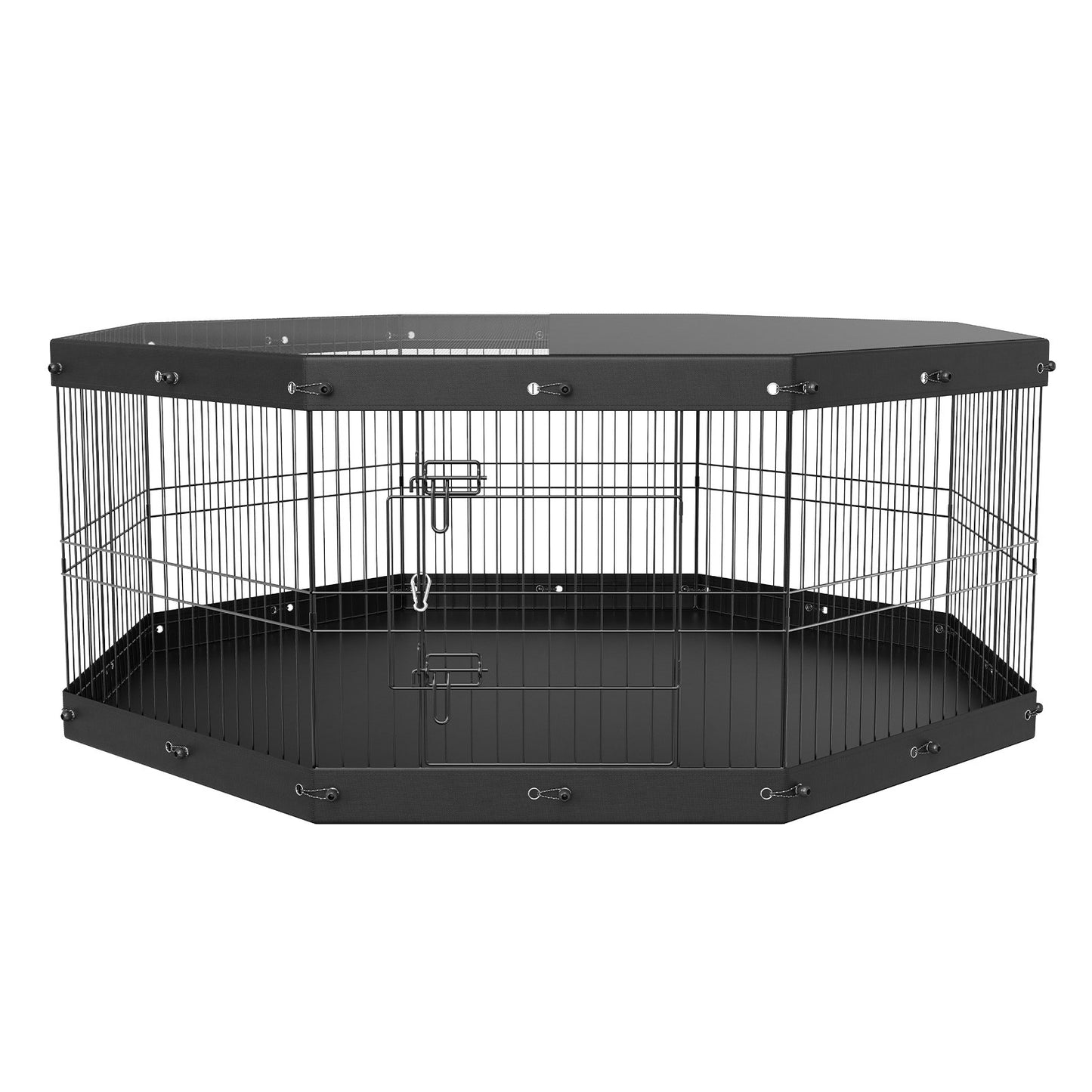 Dog Playpen, 8 Panels, Foldable Metal Dog Training Pen with Top Lid and Bottom Pad, 24" H Pet Fence Puppy Crate Kennel, Indoor Outdoor Dog Pen for Small Medium Pets, for Camping, Farm