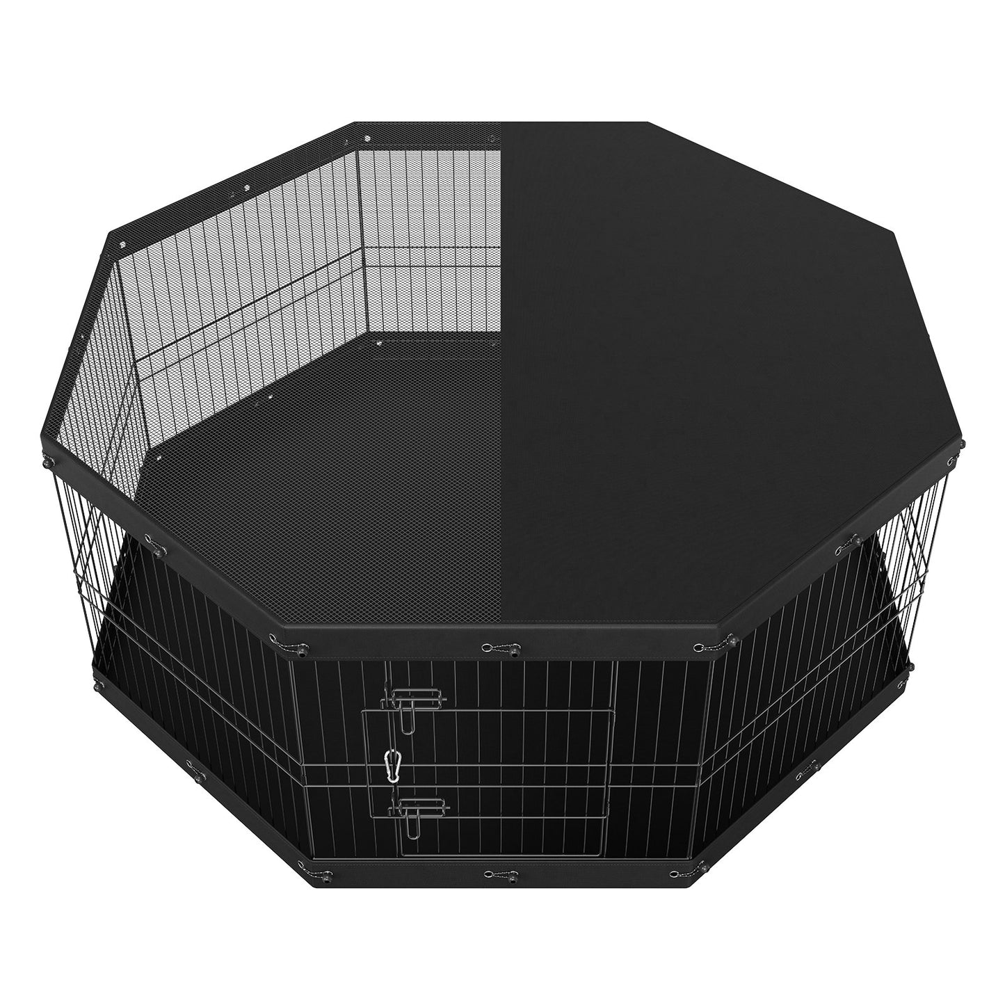Dog Playpen, 8 Panels, Foldable Metal Dog Training Pen with Top Lid and Bottom Pad, 24" H Pet Fence Puppy Crate Kennel, Indoor Outdoor Dog Pen for Small Medium Pets, for Camping, Farm