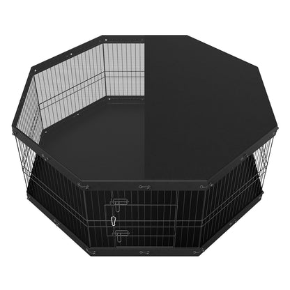 Dog Playpen, 8 Panels, Foldable Metal Dog Training Pen with Top Lid and Bottom Pad, 24" H Pet Fence Puppy Crate Kennel, Indoor Outdoor Dog Pen for Small Medium Pets, for Camping, Farm