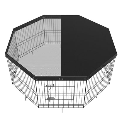 Laufstall für Hunde, 8 zusammenklappbare Metall-Trainingsgehege mit Deckel, 61 cm hoher Haustierzaun, Welpenkäfig mit Erdspießen, Hundegehege für drinnen und draußen, für kleine und mittelgroße Haustiere, für Camping, Garten