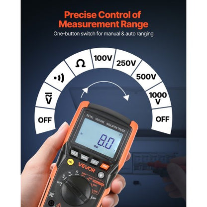 digital multimeter, 4000-siffrors TRMS voltmeter ohmmeter, 1000V AC/DC spänningstestare med omkopplingsbart automatiskt/manuellt område för spänning, resistans och kontinuitetsmätning |  EU