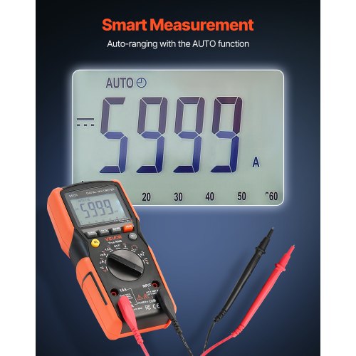 digital multimeter, 6000-siffrors TRMS DC/AC voltmeter strömtester, automatiskt varierande multimeter för ström, spänning, resistans, kapacitans, temperatur, dioder, kontinuitet, lågimpedansmätning |  EU