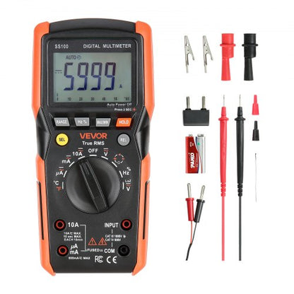 digital multimeter, 6000-siffrors TRMS DC/AC voltmeter strömtester, automatiskt varierande multimeter för ström, spänning, resistans, kapacitans, temperatur, dioder, kontinuitet, lågimpedansmätning |  EU